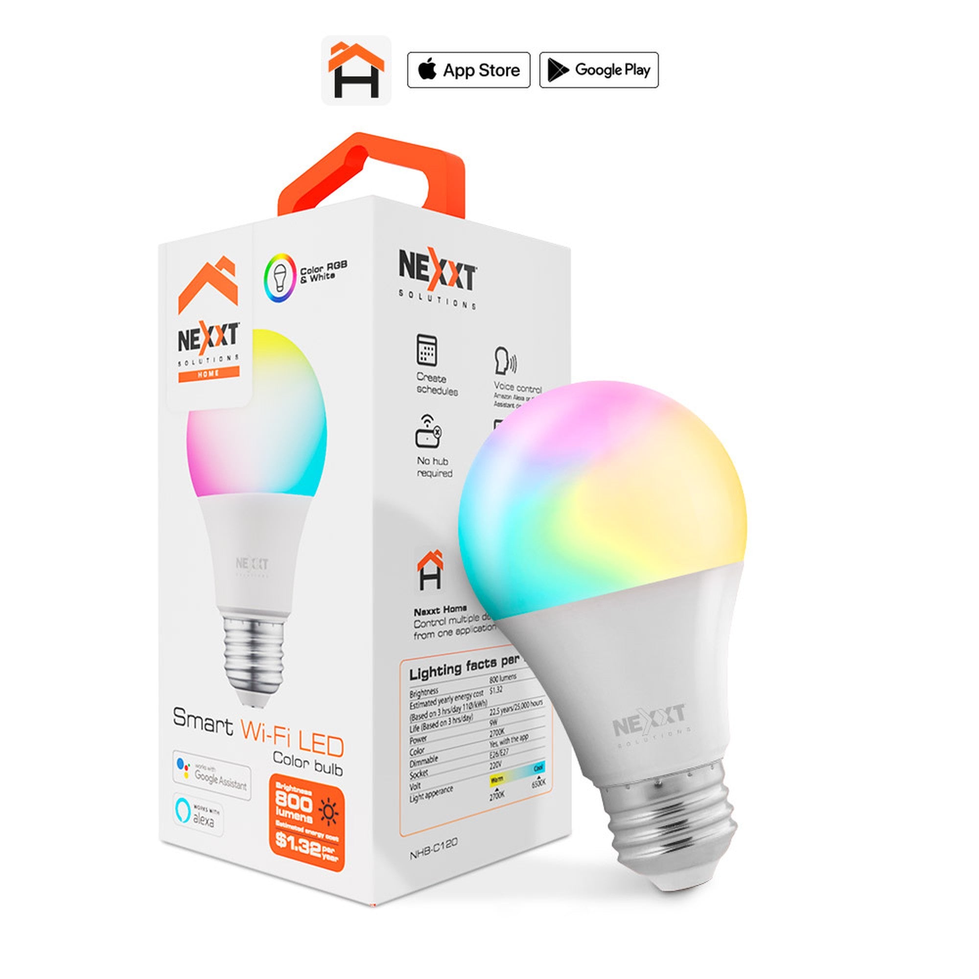 Ampolleta Bombilla Led Inteligente Wifi Nexxt  Nhb-c120 Rgb - bombilla inteligente