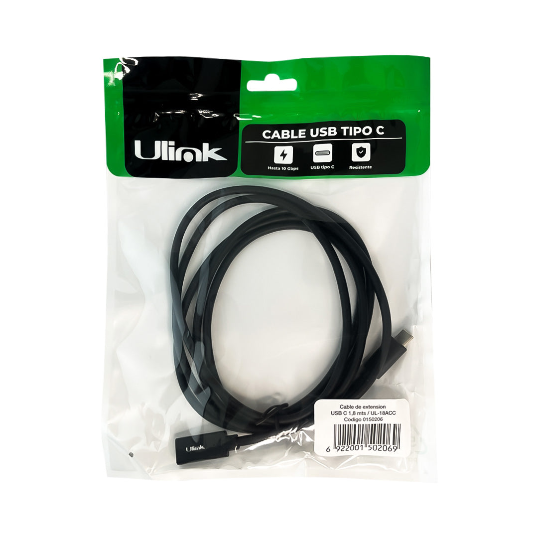 Cable extensión USB-C 1.8 m Ulink UL-18ACC
