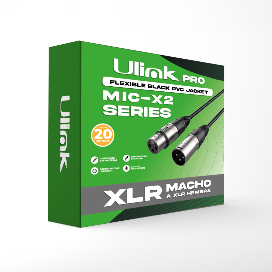 Cable De Audio XLR Macho Hembra 20 Metros UL-MIC-X2020