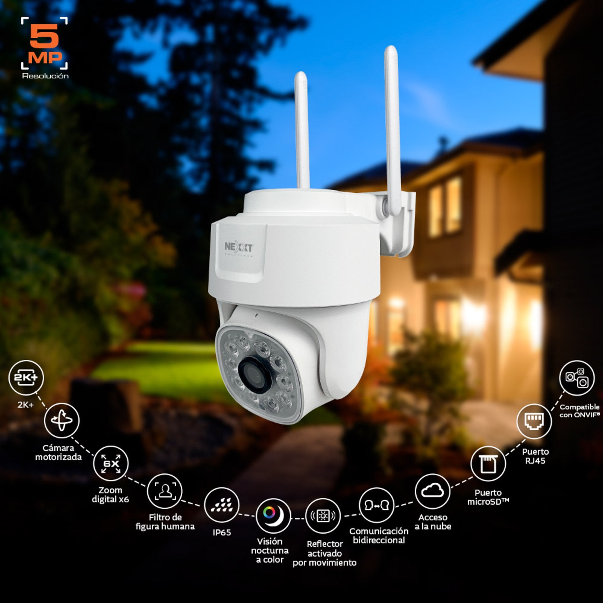 Camara de Seguridad Wifi Nexxt Home NHC-OP10 Outdoor PTZ - cámara inteligente