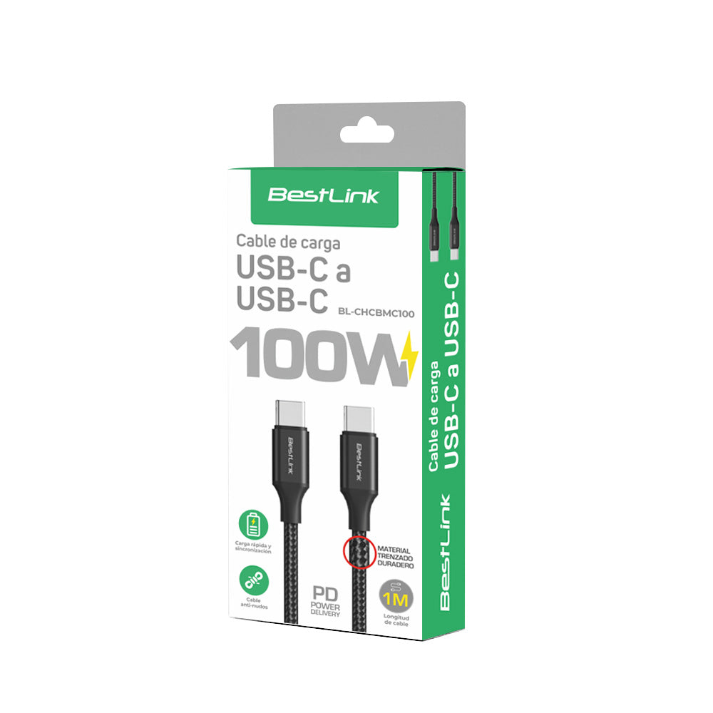 Cable USB-C a USB-C 100W Trenzado BL-CHCBMC100 PD