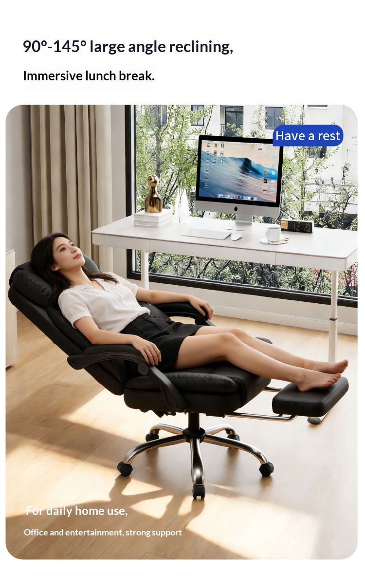 Silla De Trabajo Ergonomica Reclinable Cojin Lumbar Cuero