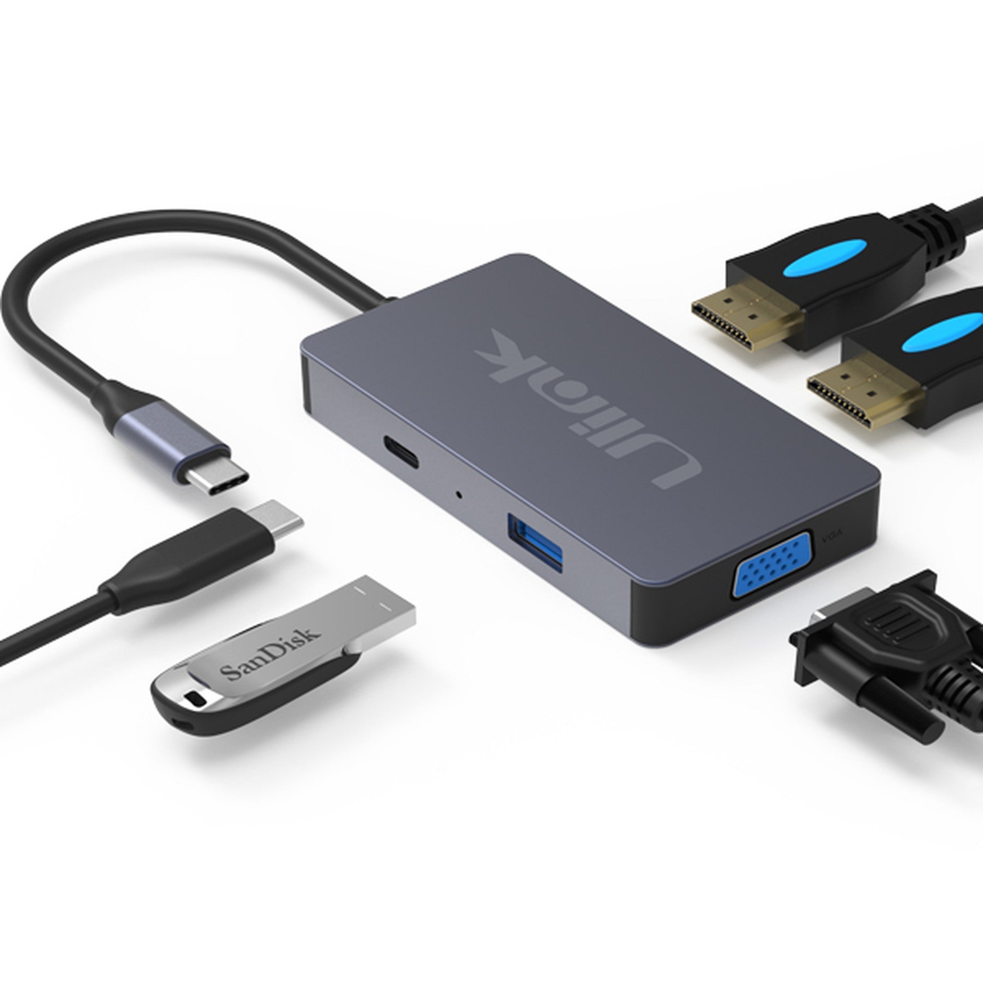 Adaptador Multipuerto USB C 5 en 1 Ulink Alta Calidad - adaptador multipuerto