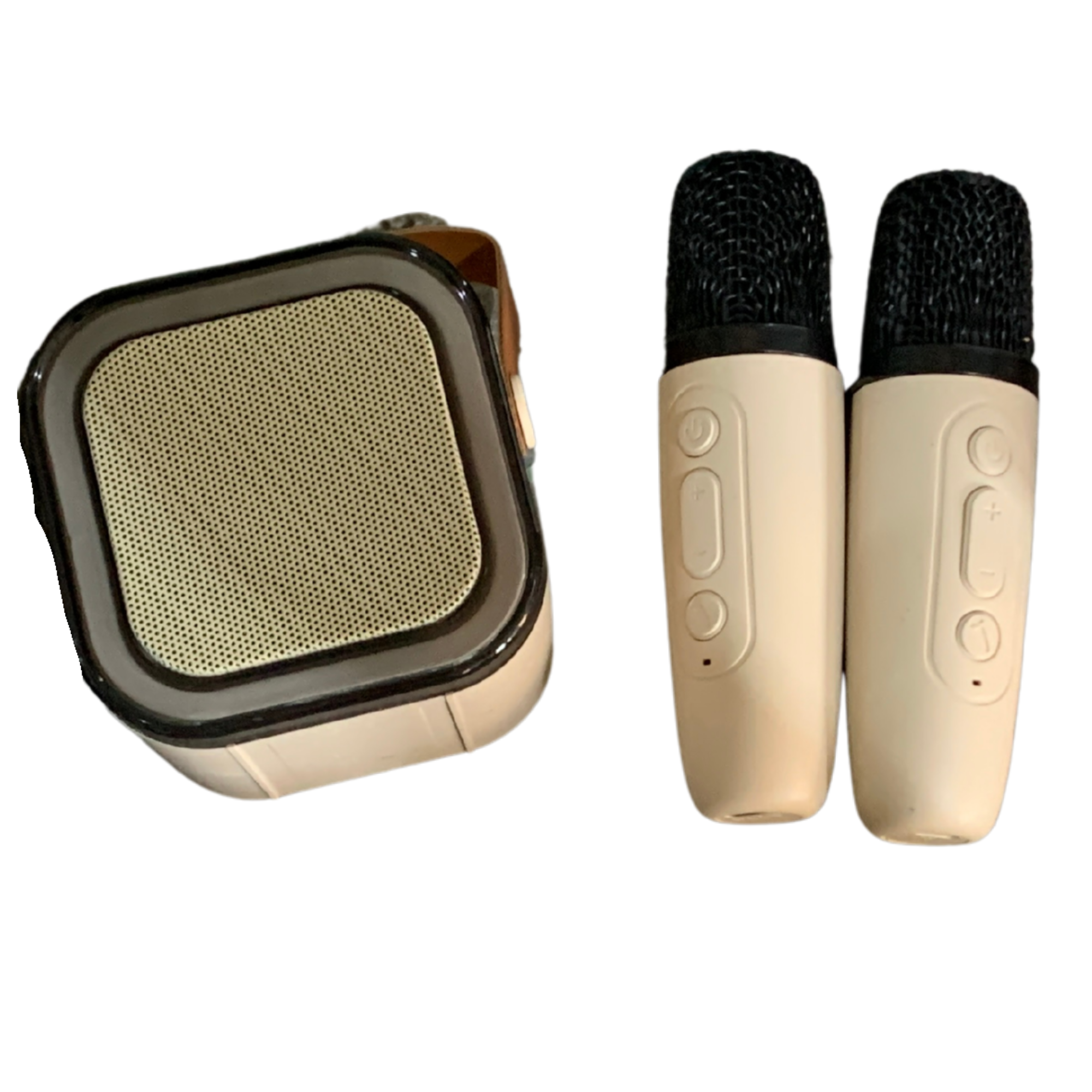 Mini Parlante Karaoke Bluetooth con 2 Micrófonos Inalámbricos - variante Beige