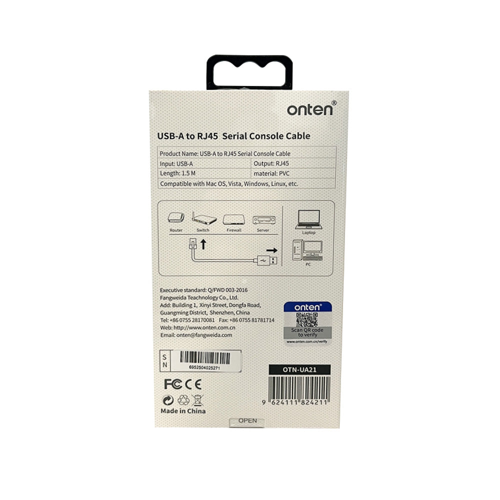 Cable consola USB-C a RJ45 1.5 m Onten OTN-UC21