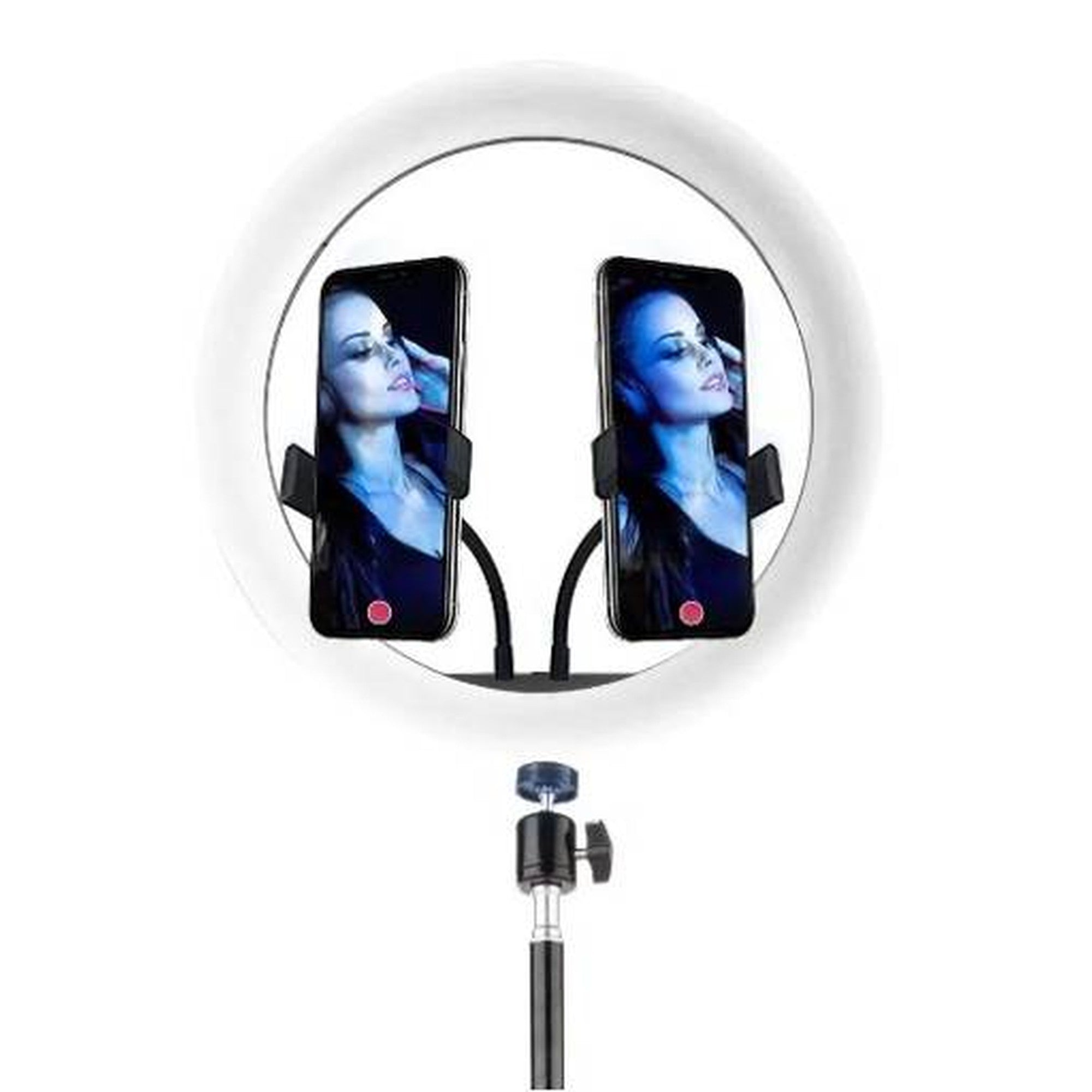 Aro de Luz 12" con Soporte Tripode y Doble soporte para Tele Usb - soporte tripode