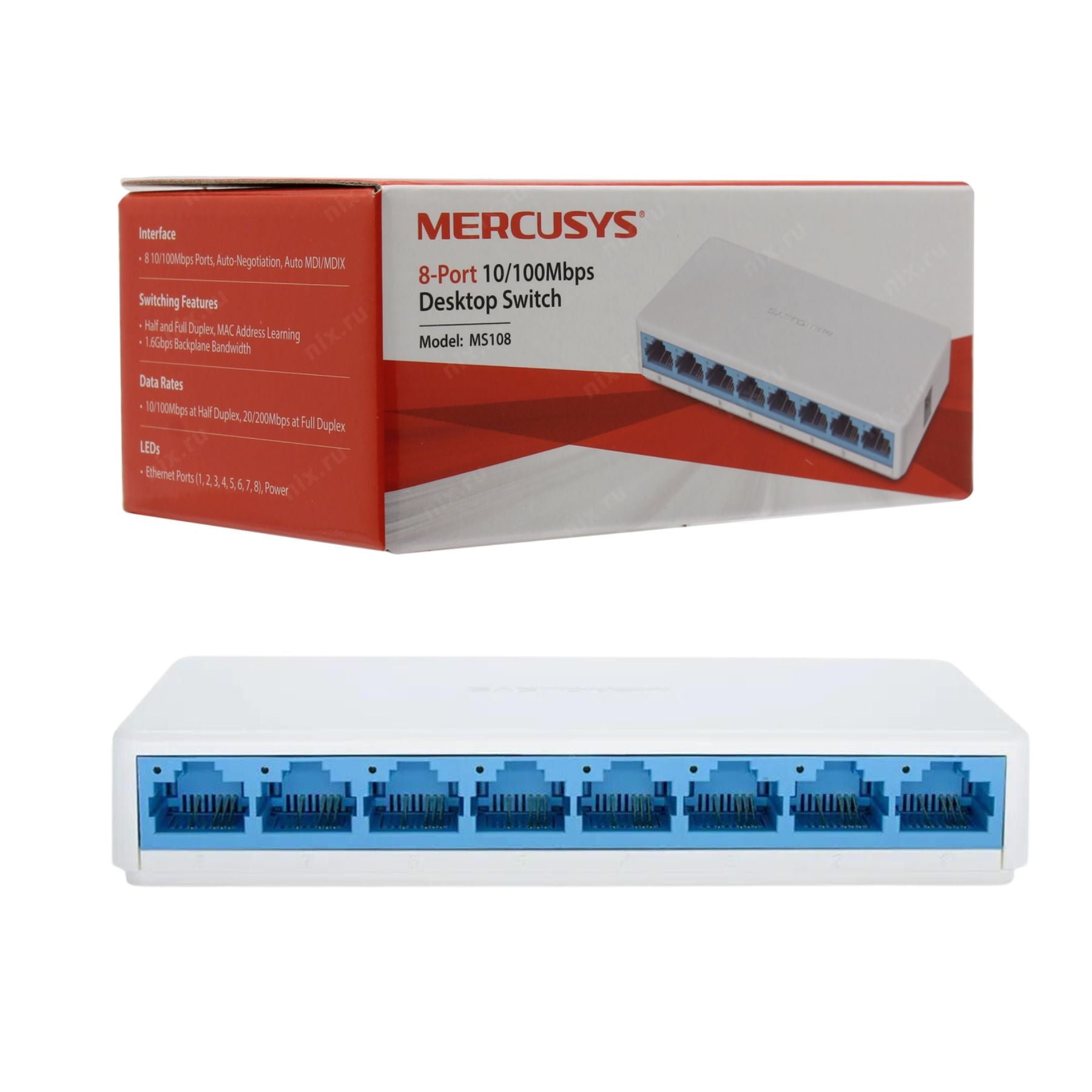 Switch 8 Puertos 10/100 Mercusys MS108 - amplifica avanzado