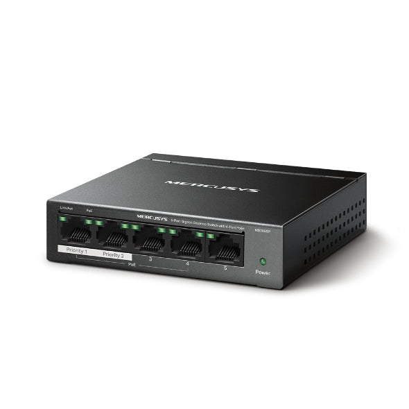 Switch 5 Puertos Gigabit 4 Puertos Poe + 1 Puerto Lan MS105G - ms105gp conmutador