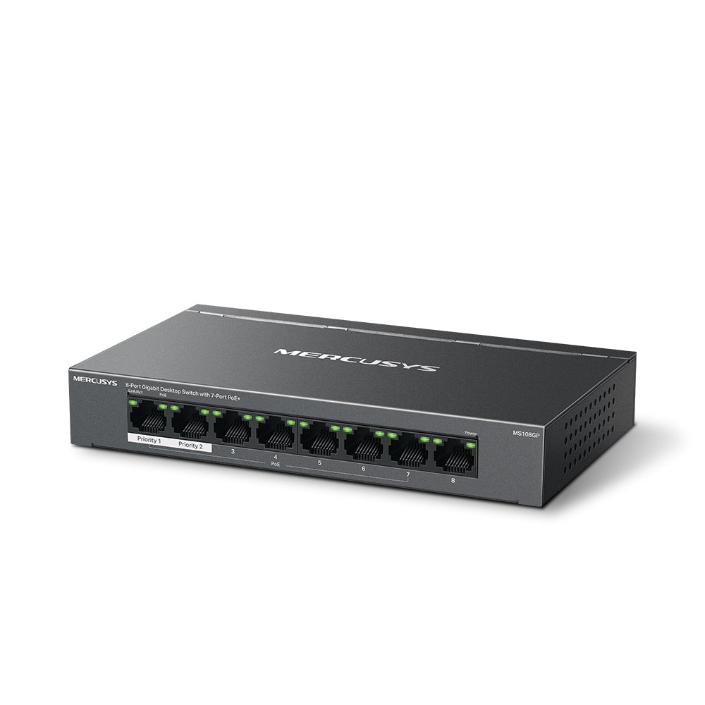 Switch 8 Puertos Gigabit y 7 PoE+ Mercusys MS108GP - mercusys ms108gp