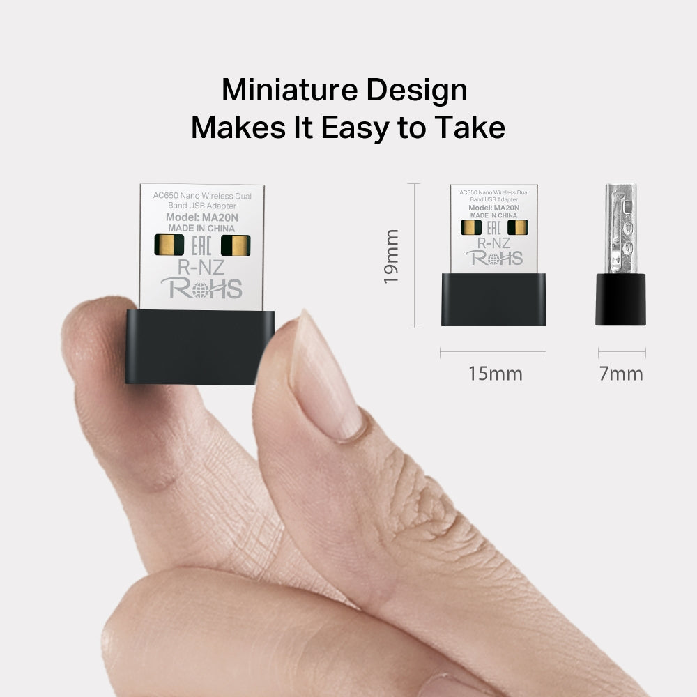 Adaptador USB Wifi Nano Dual Band AC650 MA20N