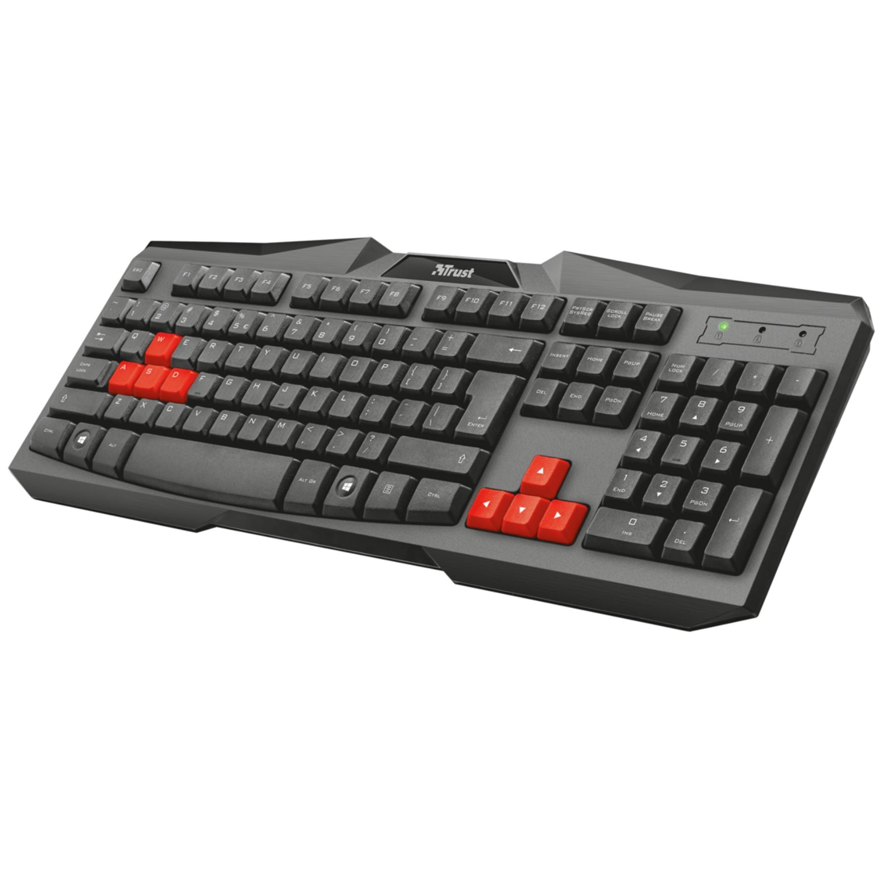 Teclado Gamer USB Trust Ziva Qwerty Español Negro con Rojo Cable - teclado formato