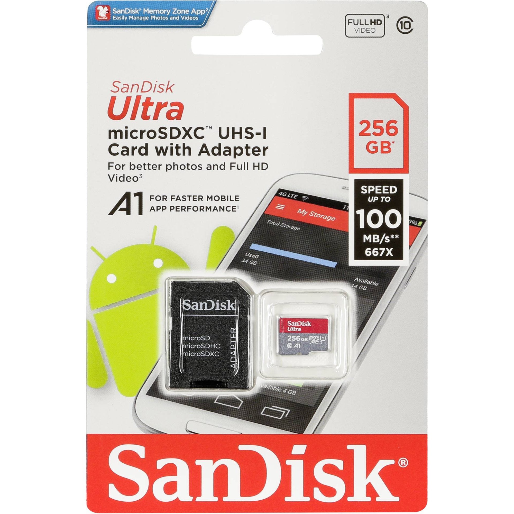 Tarjeta De Memoria MicroSD 256GB Sandisk Ultra Con Adaptador - modelo sdsqunr