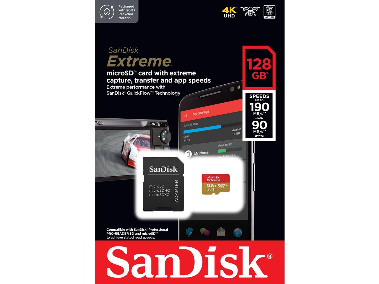 Tarjeta de Memoria MicroSD 128GB Sandisk Extreme 190MB/90MB/ - tarjeta memoria