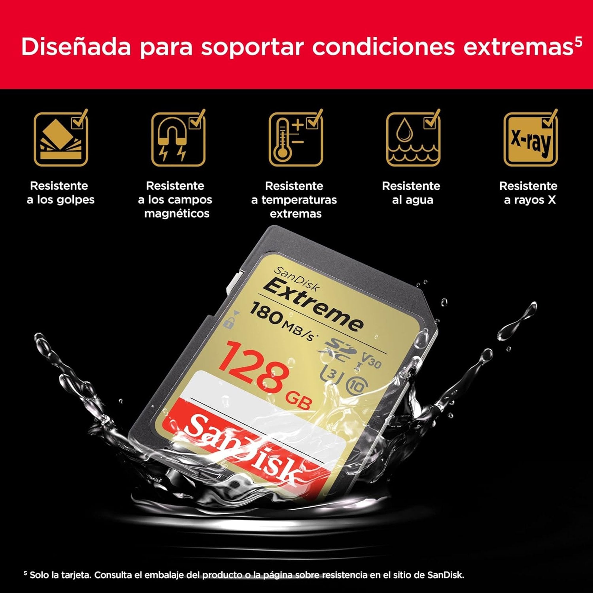 Tarjeta de Memoria SD 128GB SanDisk Extreme SDXC UHS-I - modelo sdsdxva