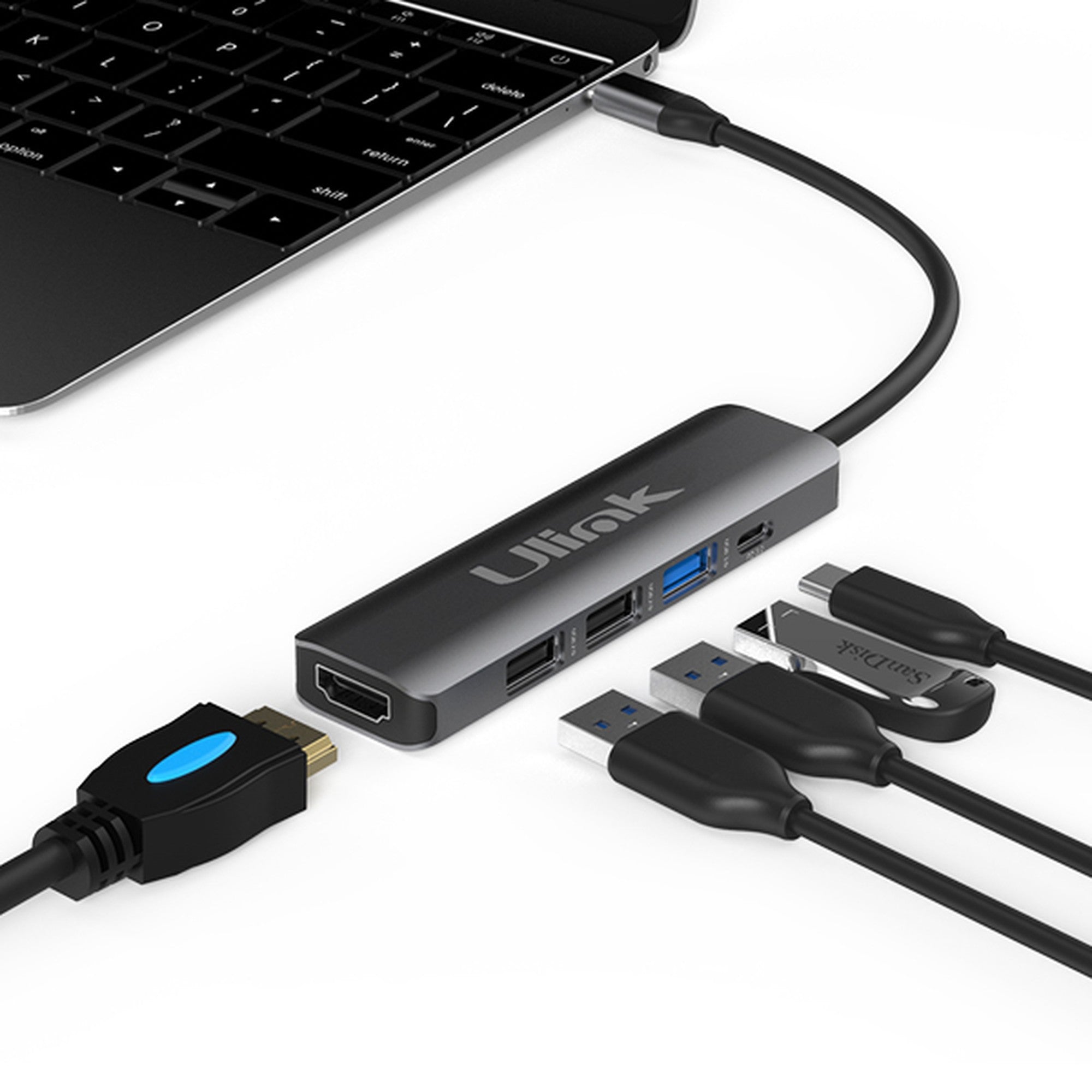 Adaptador Multipuerto USB C 5 en 1UL-ADC502 Ulink Alta Calid - adaptador multipuerto