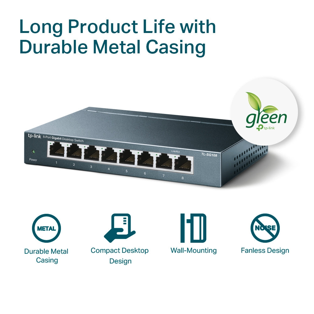 Switch 8 Puertos Gigabit TL-SG108 Metalico - link sg108