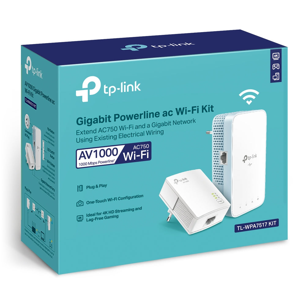 Repetidor WIFI PowerLine Onemesh Gigabit TL-WPA7517 Kit Cable - extiende velocidad