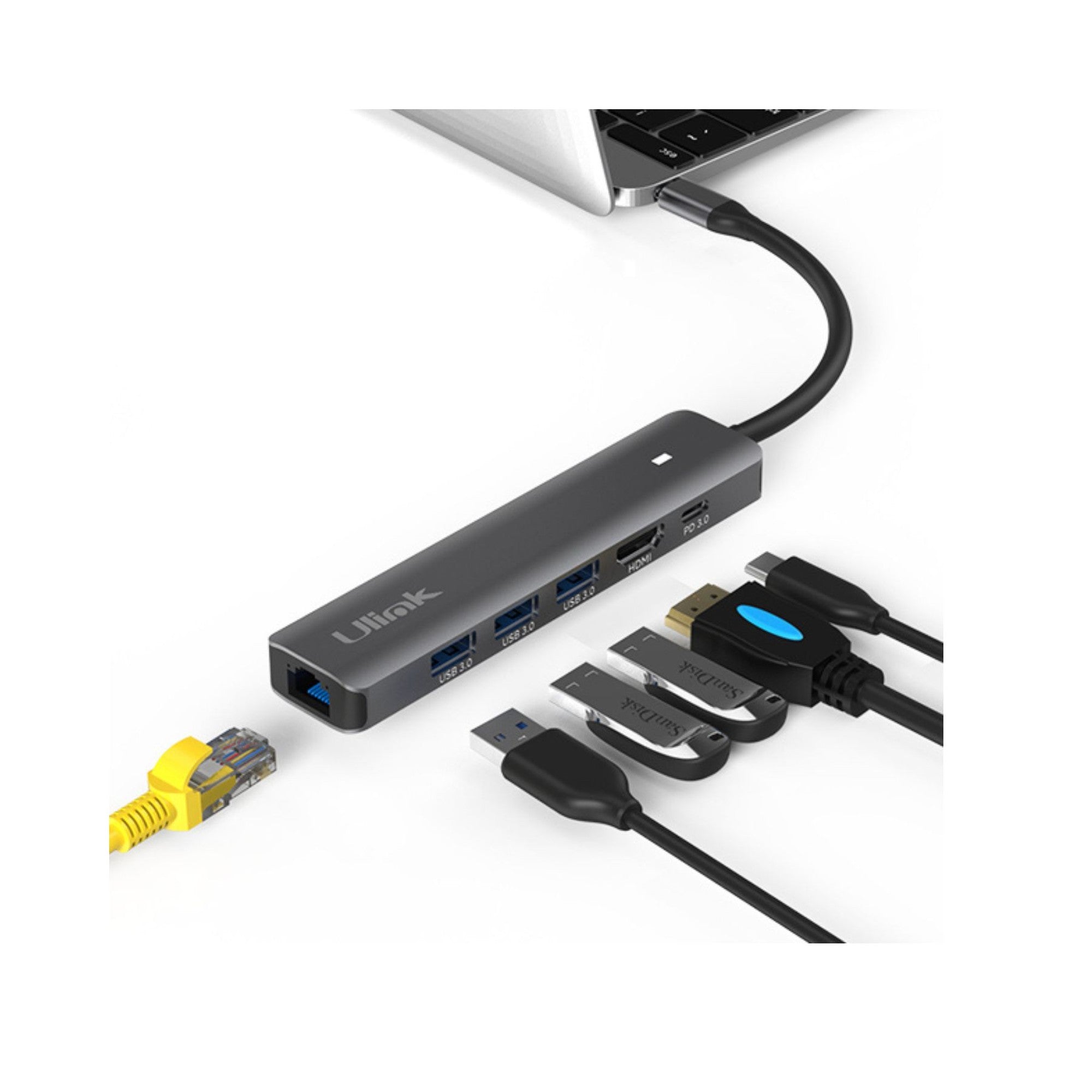 Adaptador Multipuerto USB C 6 en 1 Ulink Alta Calidad - adaptador multipuerto