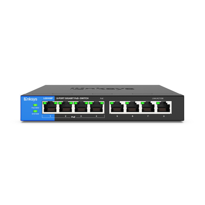 Switch Gigabit 8 Puertos 4 Puertos PoE Linksys LGS108P Cable - switch gigabit