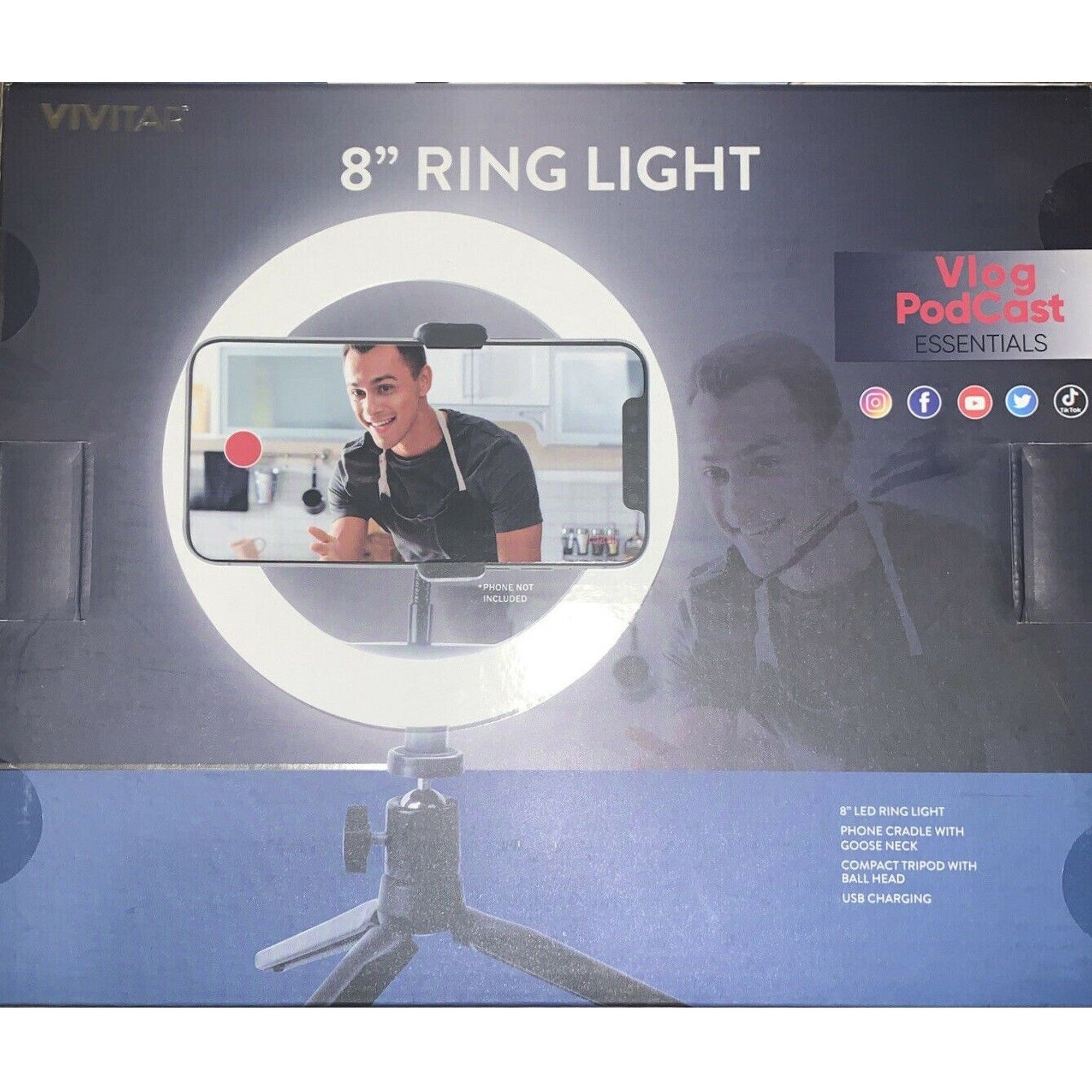 Aro de Luz de 8" con Soporte Tripode para Mesas - soporte trípode