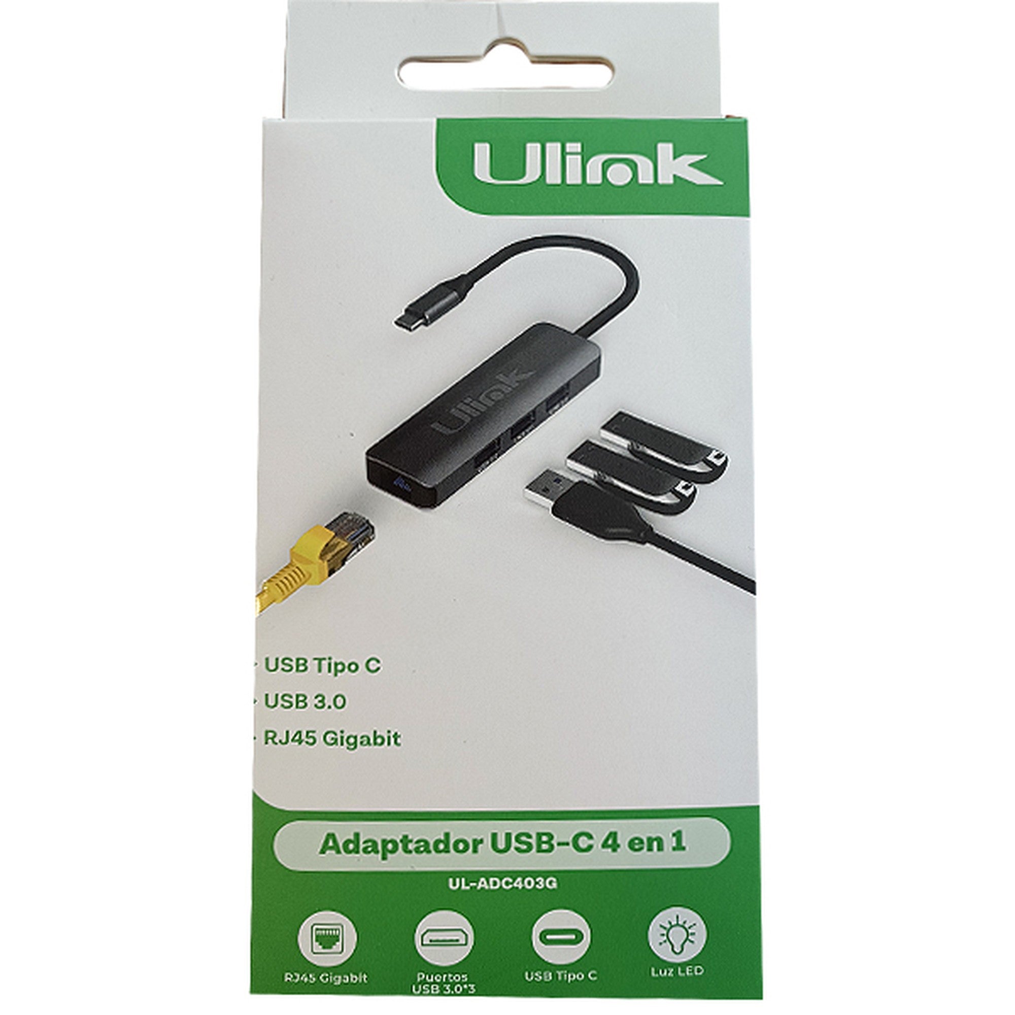 Adaptador Multipuerto  Usb C 3.0 + RJ45  4 en 1 Ulink Alta C - adaptador multipuerto