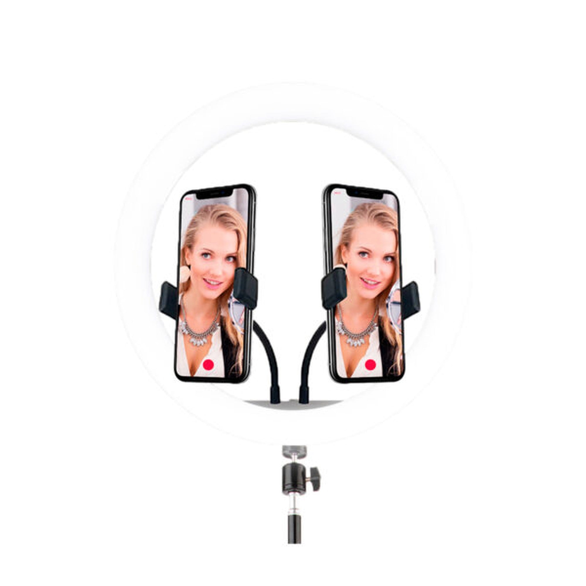 Aro de Luz 12" con Soporte Tripode y Doble soporte para Tele Usb - soporte tripode