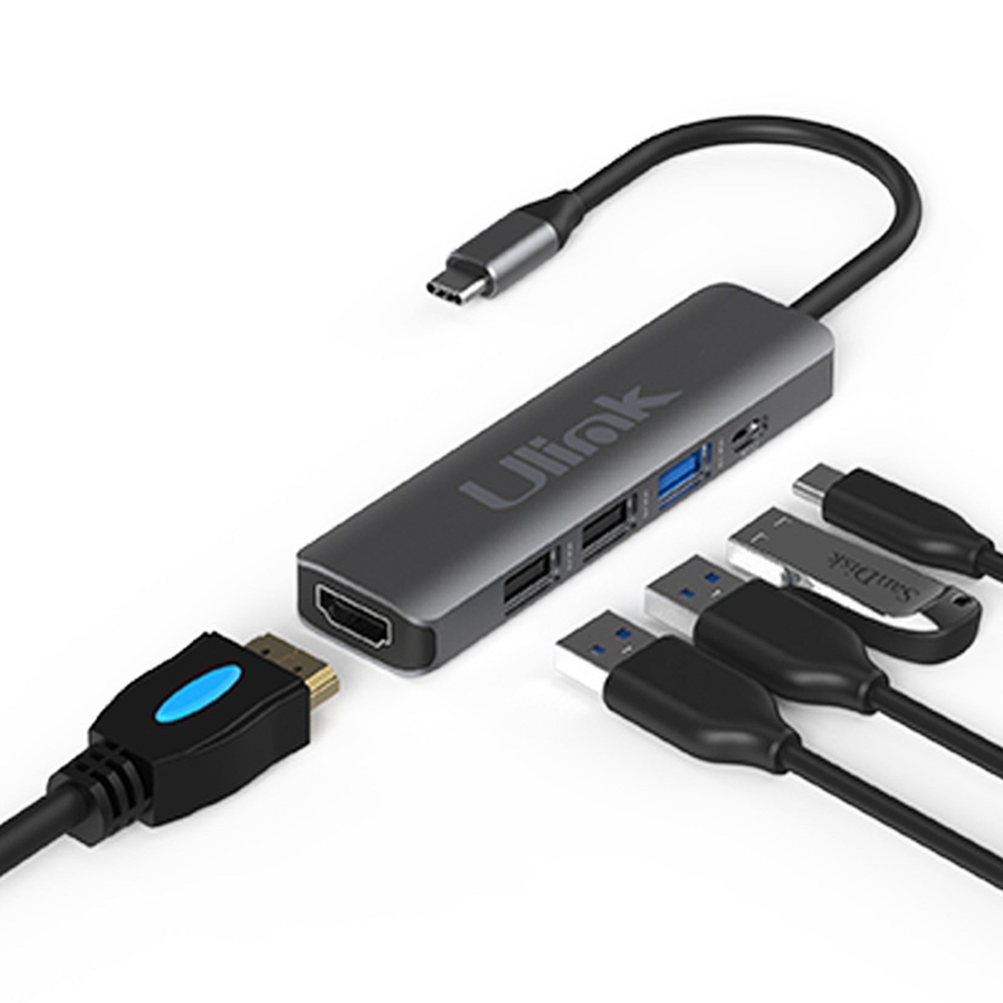 Adaptador Multipuerto USB C 5 en 1UL-ADC502 Ulink Alta Calid - adaptador multipuerto