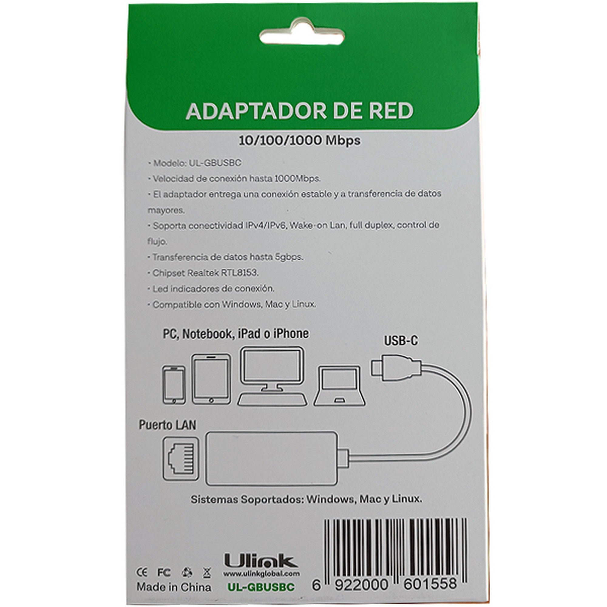 Adaptador Usb Tipo C 3.0 A Red Rj45 Gigabit Compatible Mac Y - adaptador gigabit