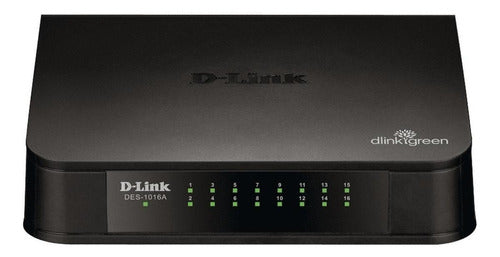 Switch D-link 16 Puertos 10/100 Mbps Des-1016a Cable - comparte archivos