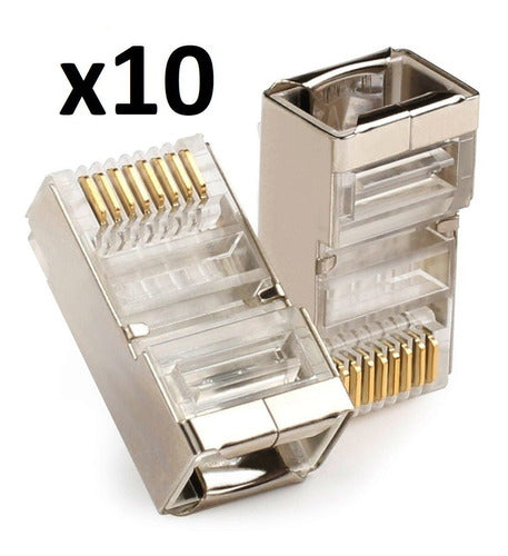 Conector Rj45 Cat5e Blindado 10 Unidades - accesorio esencial