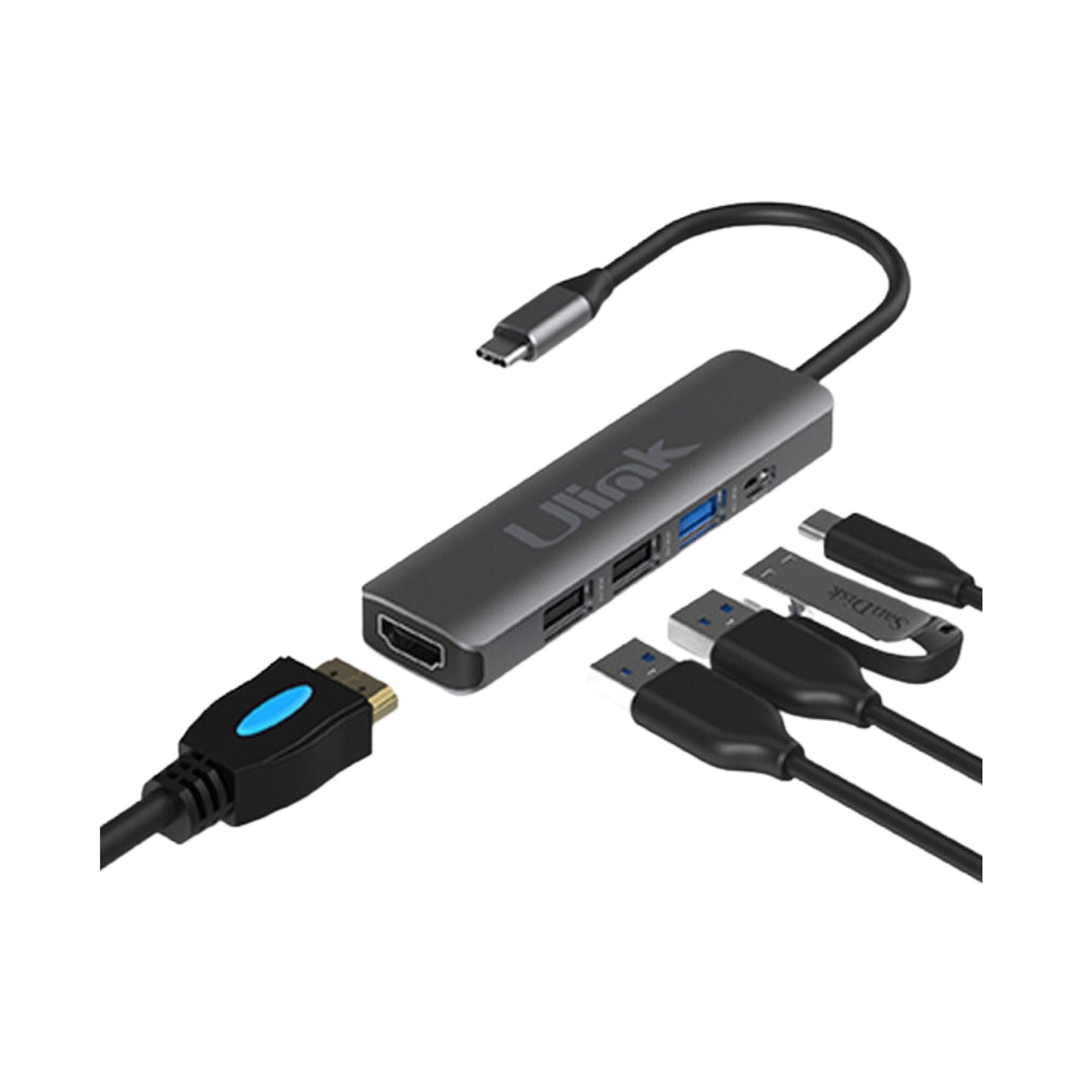 Adaptador Multipuerto USB C 5 en 1UL-ADC502 Ulink Alta Calid - adaptador multipuerto