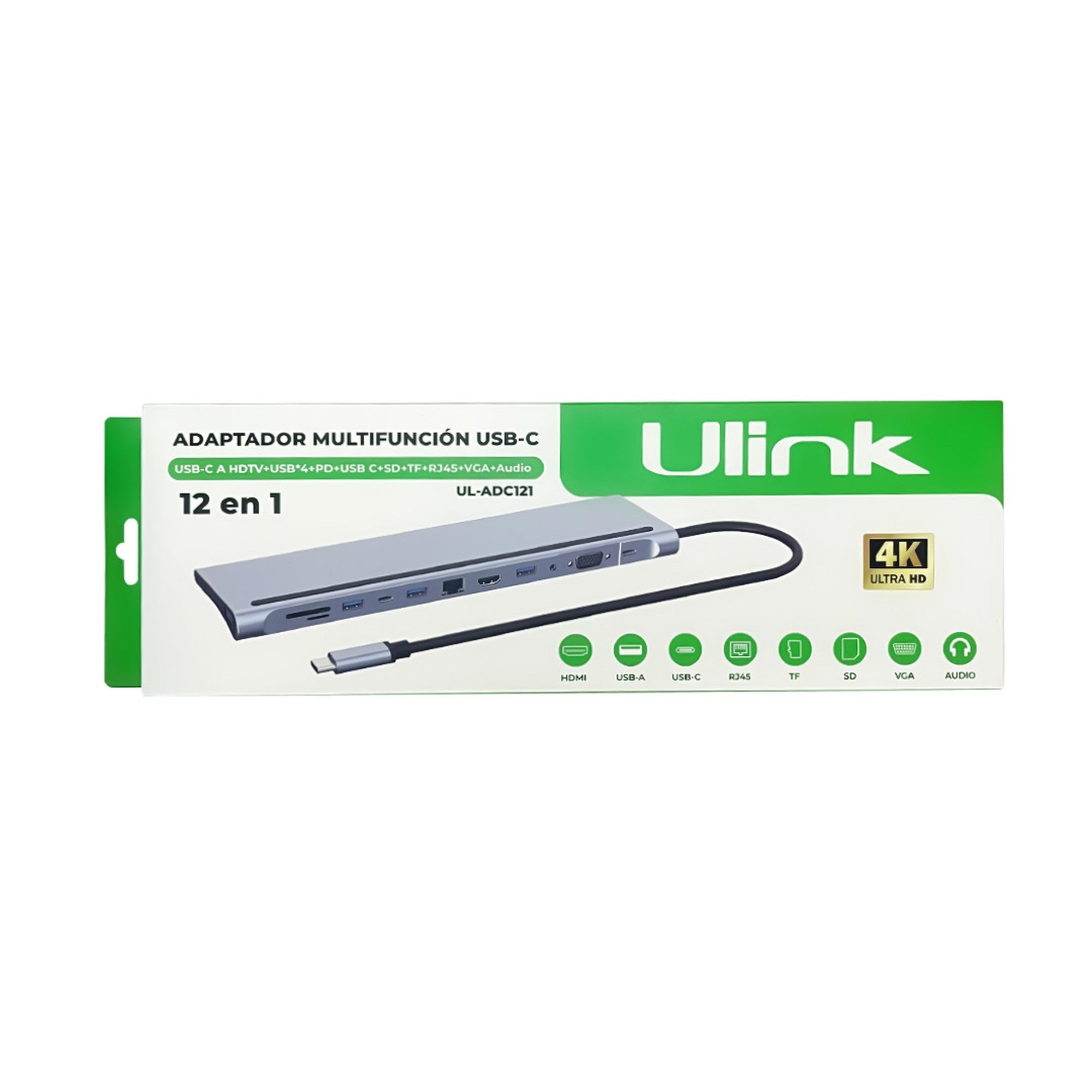 Adaptador Multipuerto USB C 12 en 1 UL - ADC121 de Aluminio