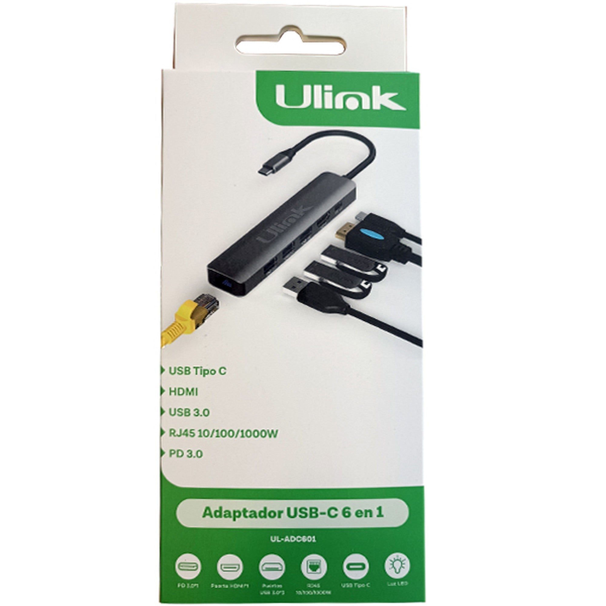 Adaptador Multipuerto USB C 6 en 1 Ulink Alta Calidad