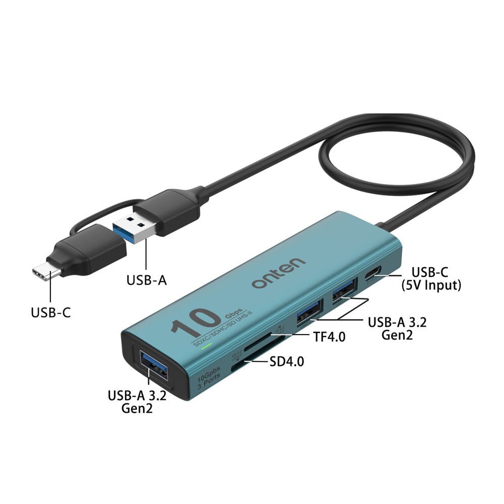 Adaptador USB-A y C 6 in 2 OTN-UCA613+ Hub Lector SD
