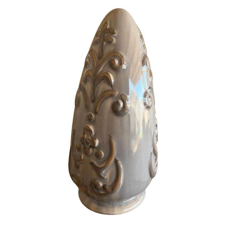 Adorno Forma Ovalada Color Gris Envejecido - jarrón florero