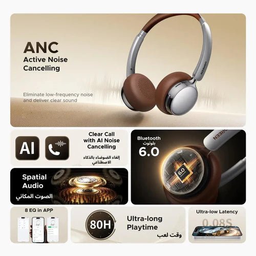 Audífonos UGREEN Studio Plus ANC Bluetooth Cancelación Ruido
