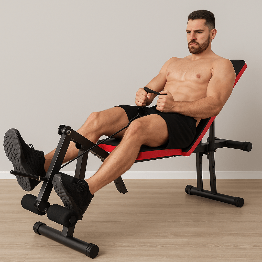 Banco multifuncional ajustable con polea soporte y elasticas