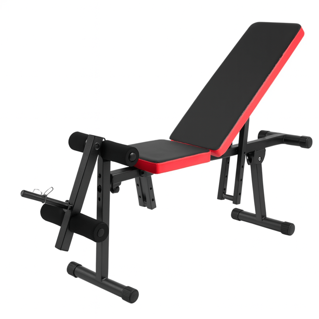 Banco multifuncional con polea y soporte de piernas