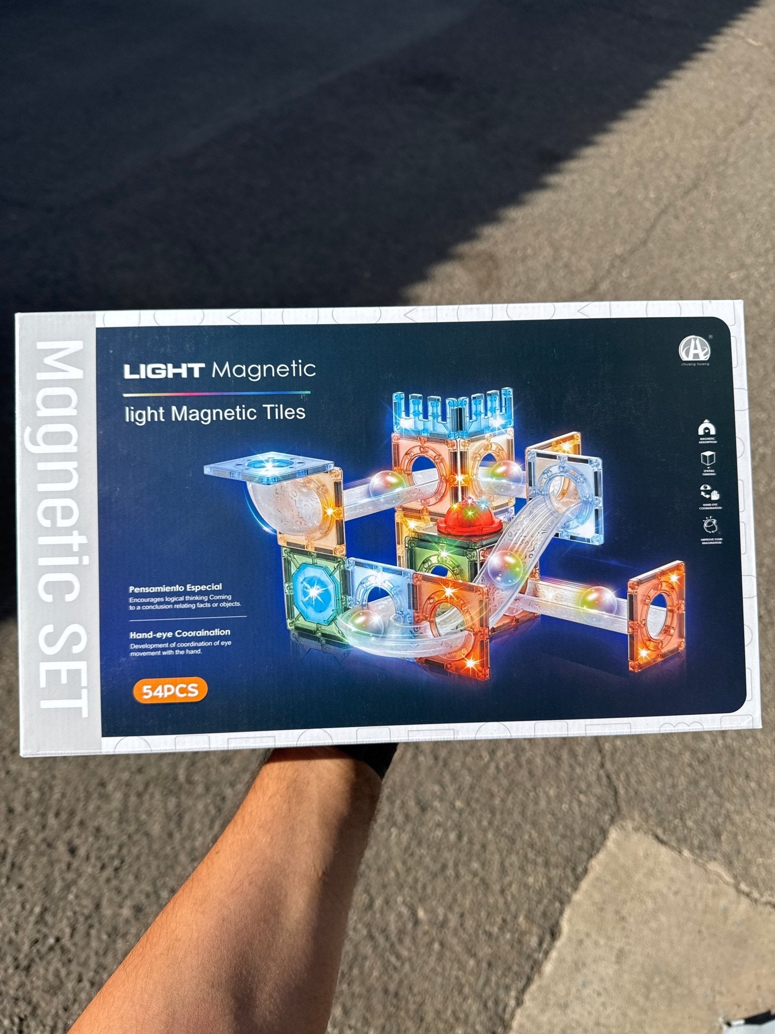 Bloques Magnéticos con Luz Pista de Canicas 54 Piezas