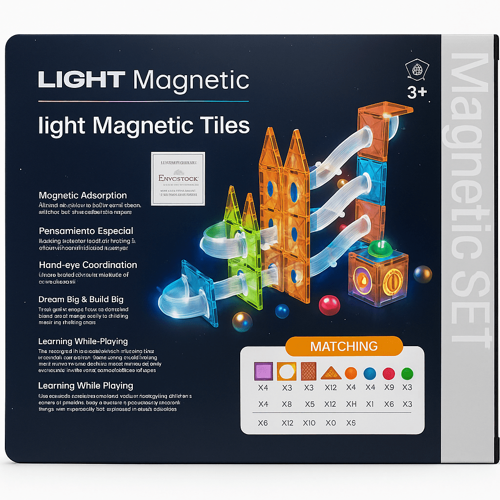 Bloques Magnéticos con Luz Pista de Canicas 93 Piezas