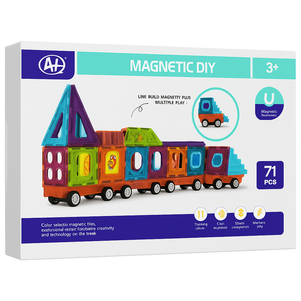 Bloques Magnéticos para Construir Tren DIY 71 Piezas