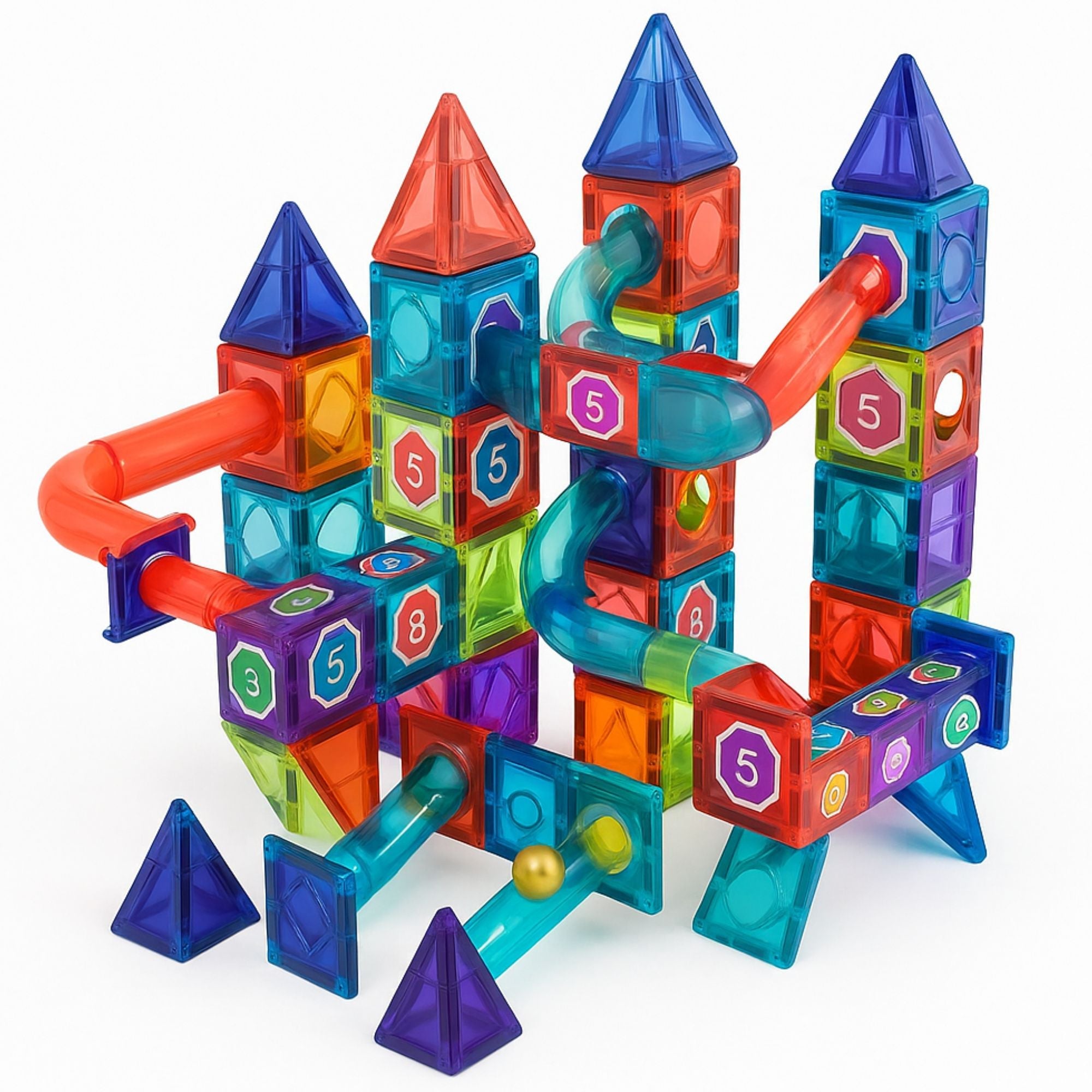 Bloques Magnéticos Pista de Canicas DIY 130 Piezas STEM