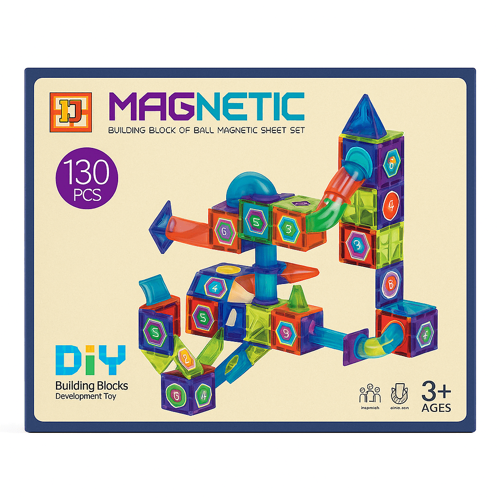 Bloques Magnéticos Pista de Canicas DIY 130 Piezas STEM