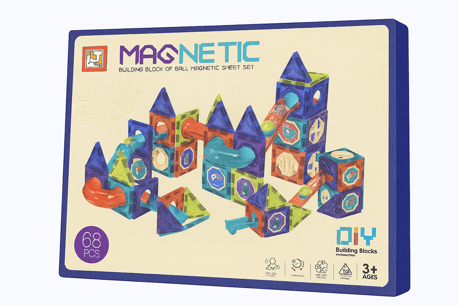 Bloques Magnéticos Pista de Canicas DIY 68 Piezas