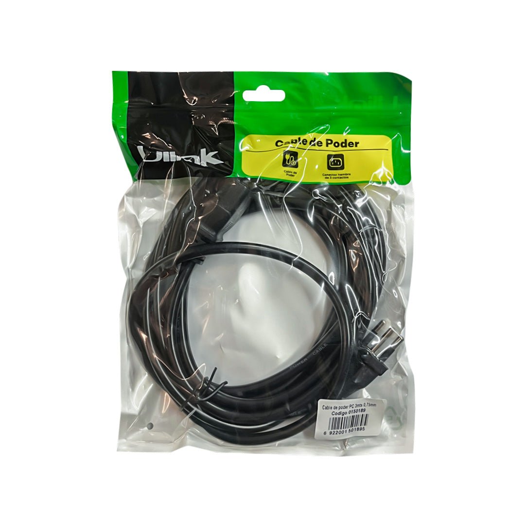 Cable de Poder para PC 3 Mts Ulink Alta Calidad