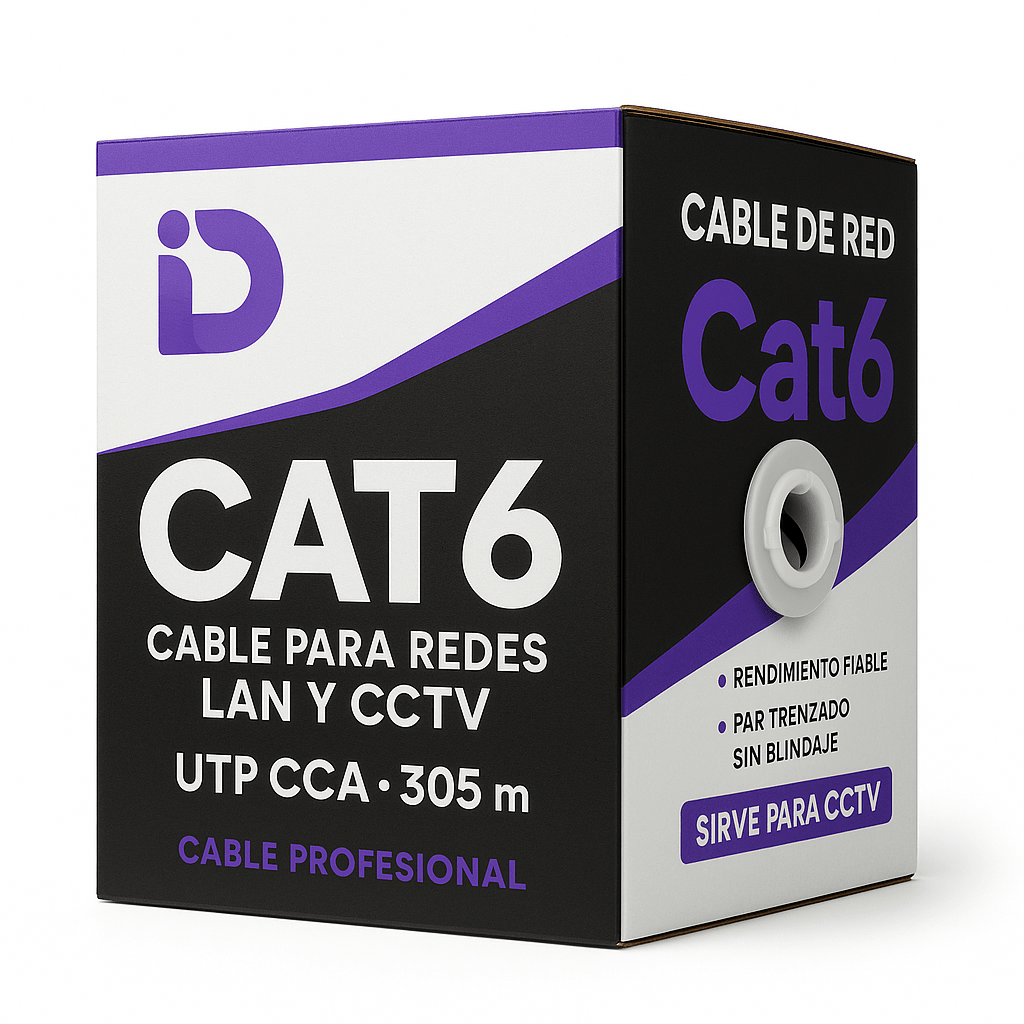 Cable de Red Cat6E 305M 23AWG 0.52mm 100% Cobre
