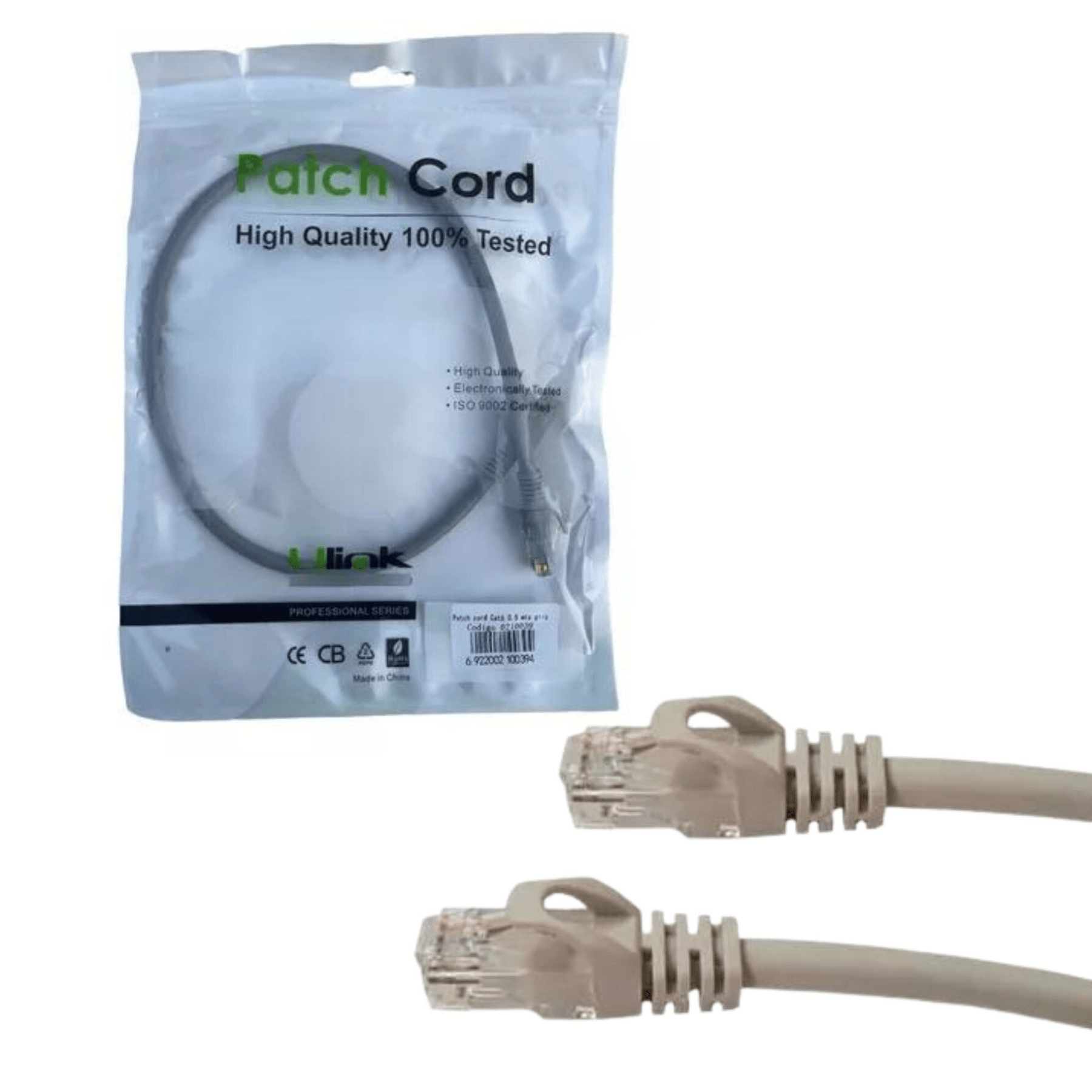 Cable De Red / Patch Cord Certificado Cat6 50cm Gris