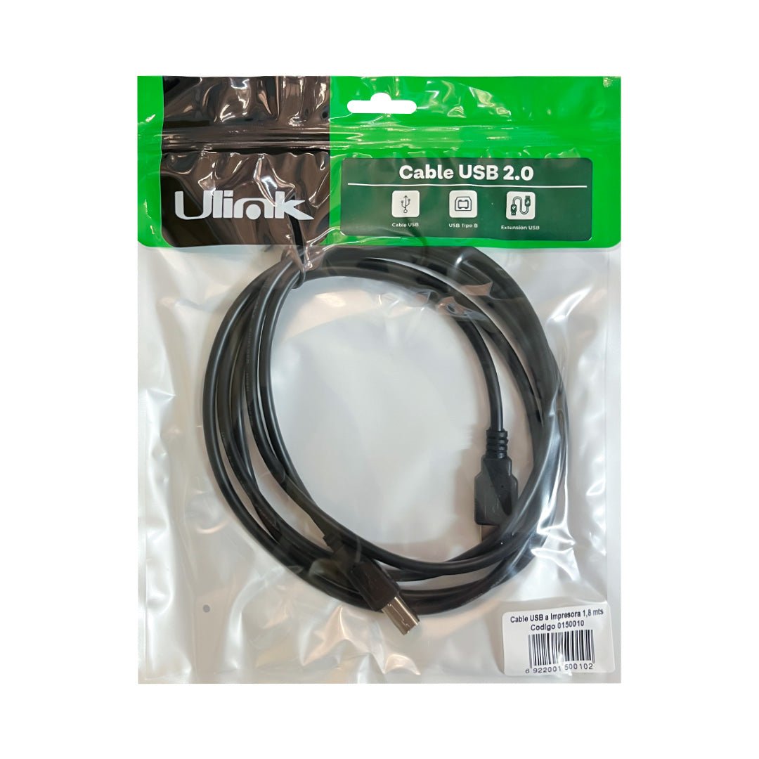 Cable Impresora USB 2.0 A a B 1.8m Alta Velocidad