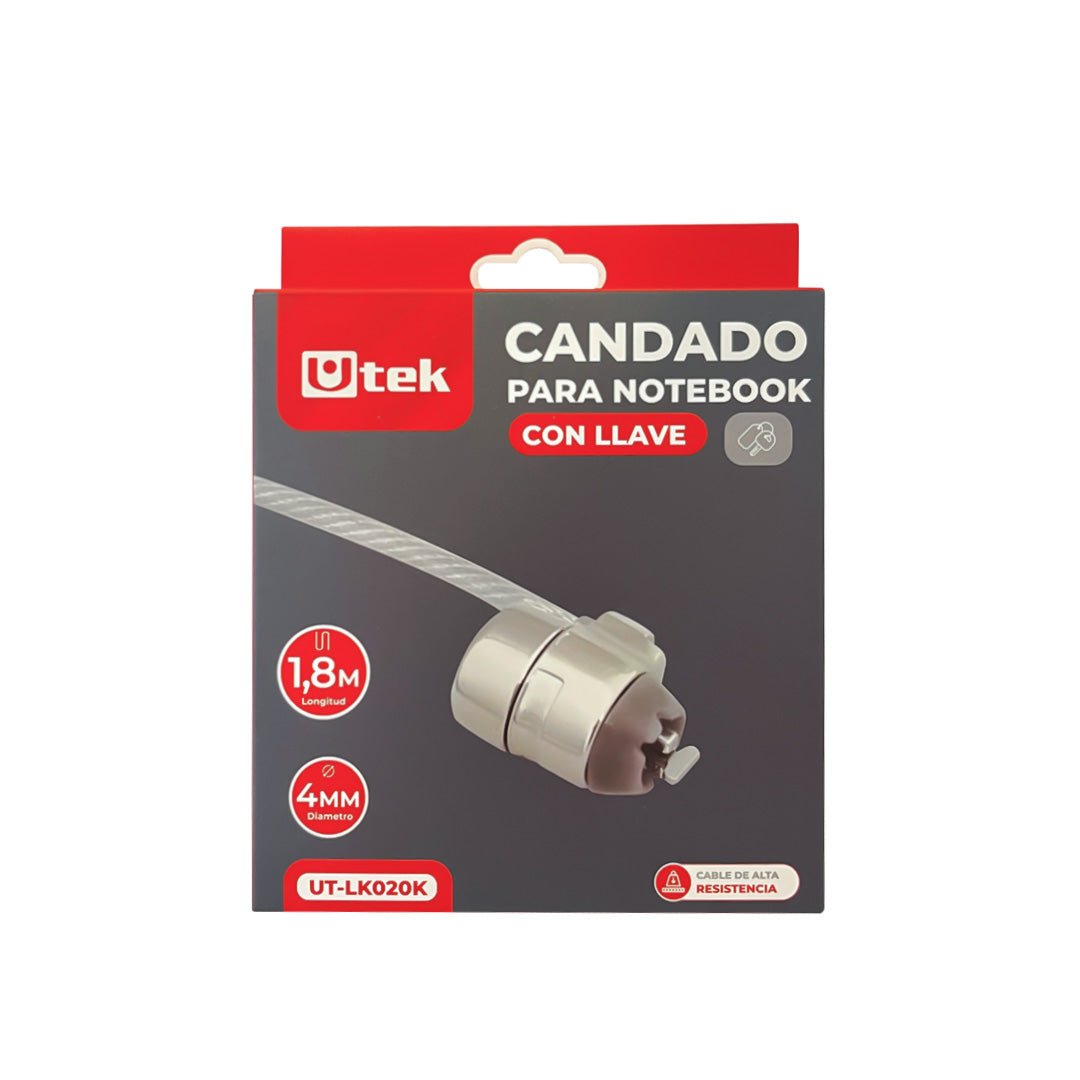 Candado Notebook Slot Universal Llave 1.8m 4mm UT - LK020K