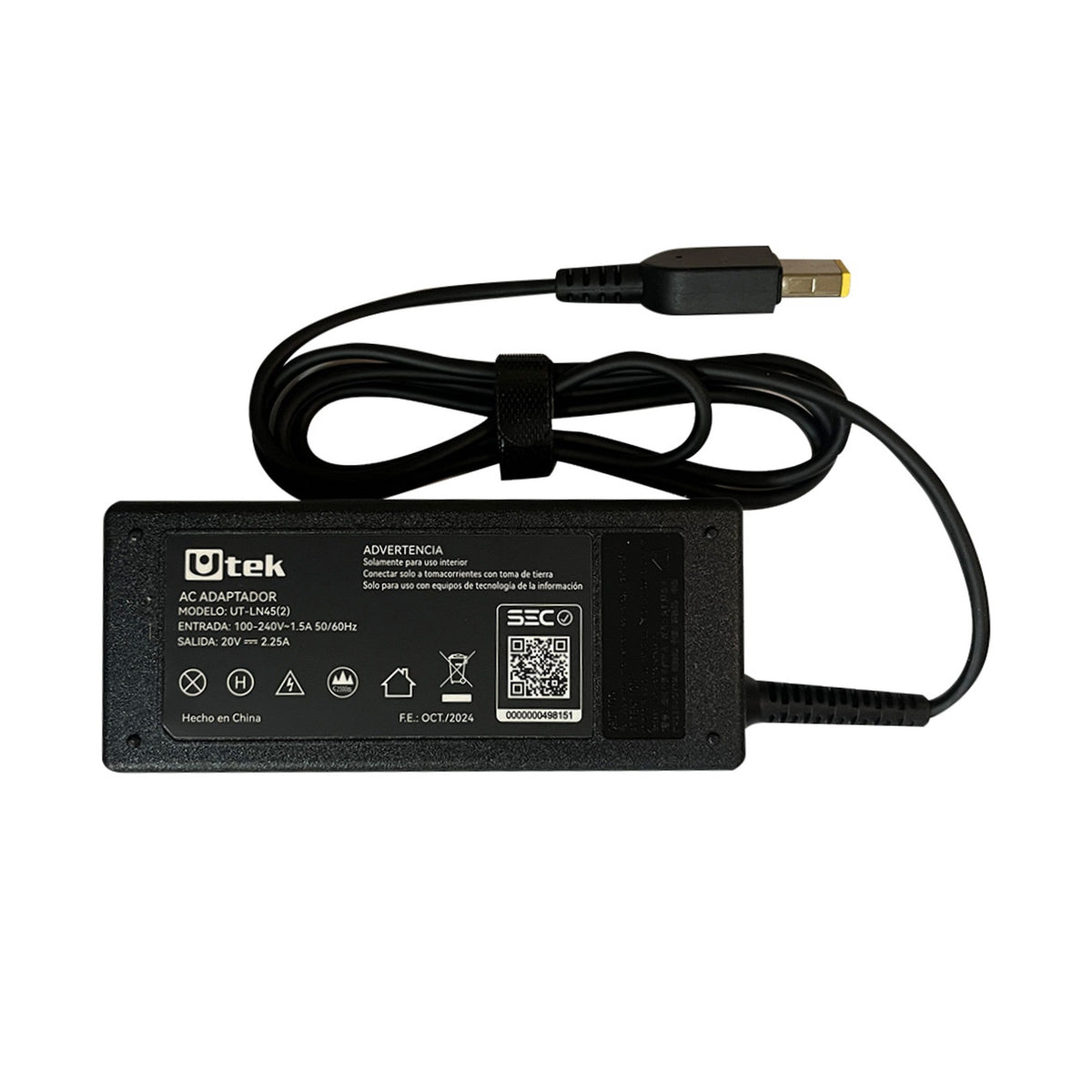 Cargador Compatible con Notebook Lenovo 20v 2,25A Rectangula